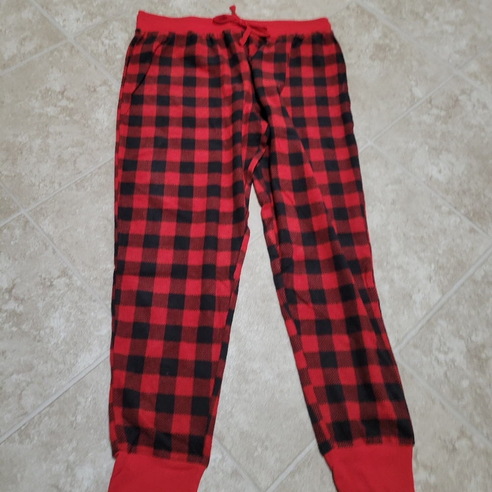 Sleepwear Eddie Bauer 2 Piece Red Plaid Moose Pajama Set Women's Large XL - Picture 9 of 10